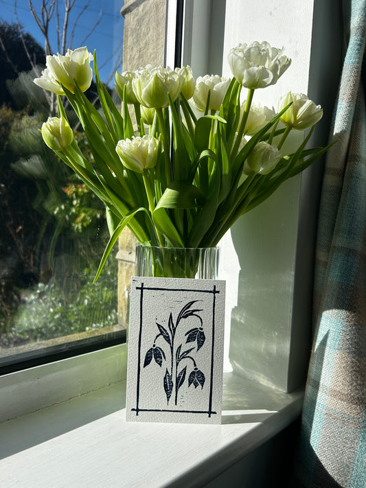 A6 Snowdrop Lino Print