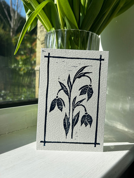 A6 Snowdrop Lino Print